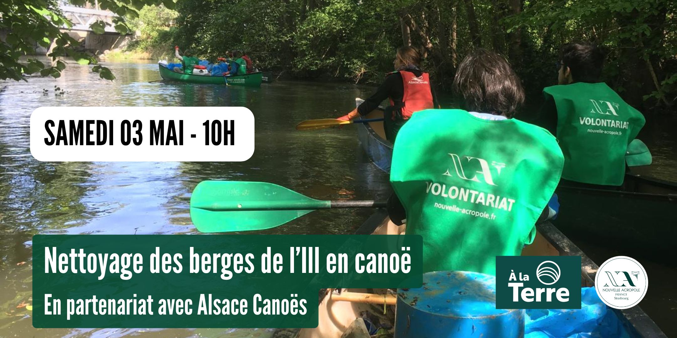 Action écologique - Nettoyage des berges de l'Ill en canoë
